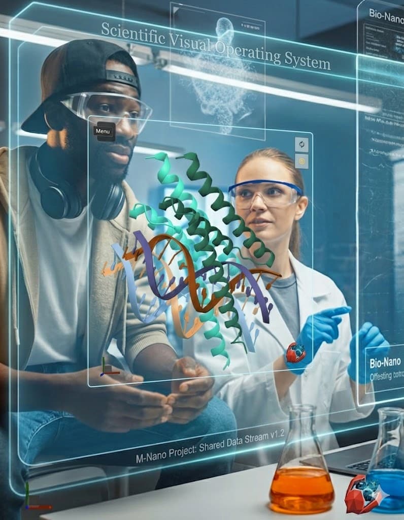 Ackee-branded molecule viewer showing a protein-DNA complex rendered from an OpenFold3 prediction returned by NVIDIA AI Enterprise, with a voice assistant panel and per-residue walkthrough controls